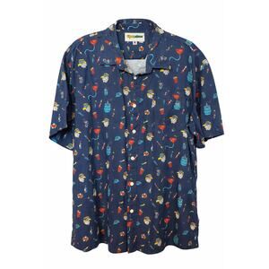 Tipsy Elves Men’s XXL Novelty Button Up Shirt | Fireworks Party Print